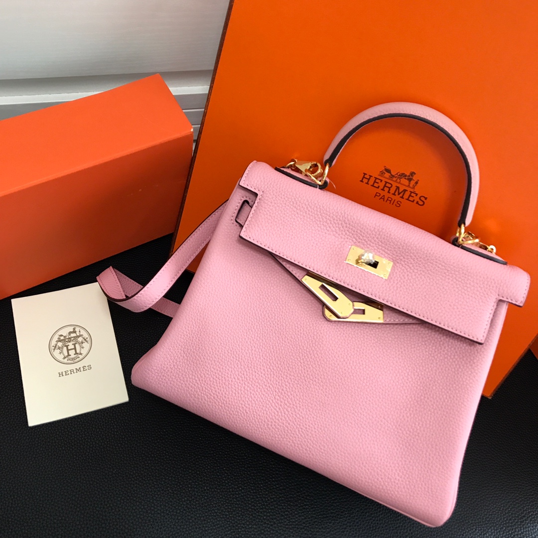 Hermes Kelly 32cm Handbag Shoulder Bag in Pink Togo Leather